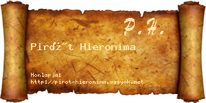 Pirót Hieronima névjegykártya